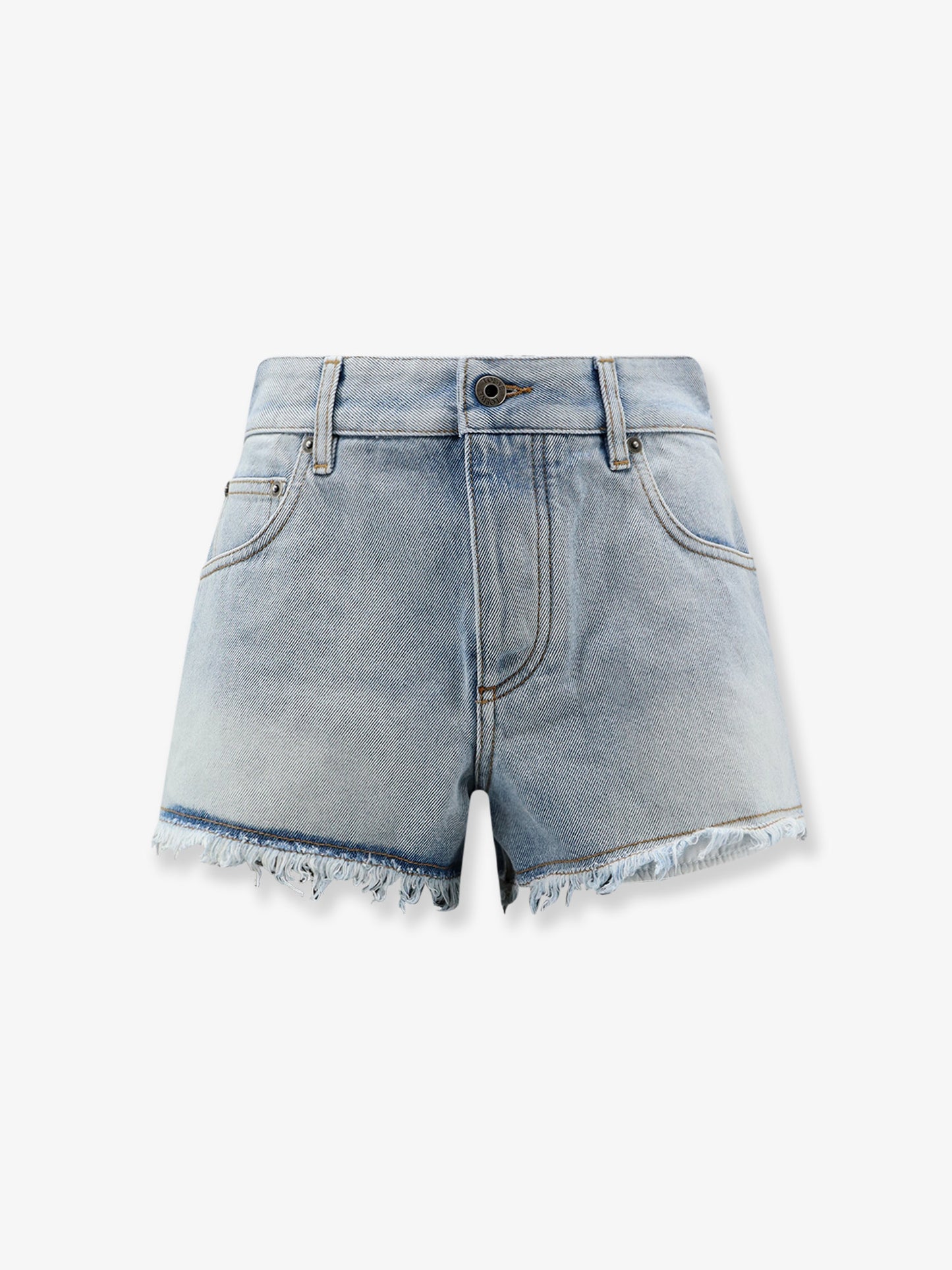 Paula's Ibiza -Shorts in blue denim con profili sfrangiati