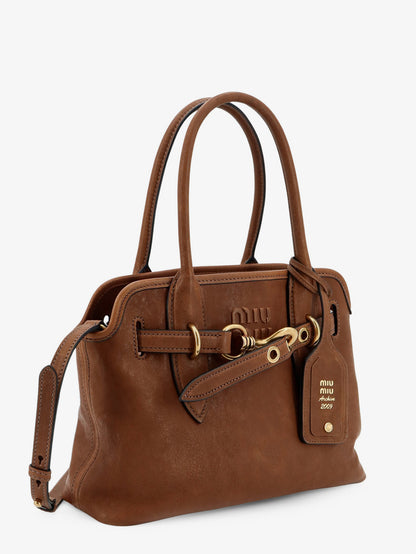 Aventure leather handbag with embossed lettering logo thumbnail