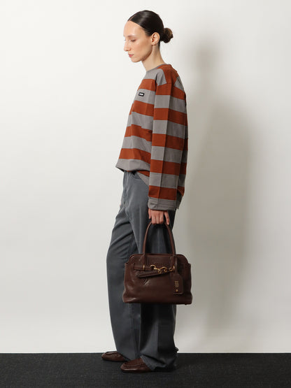 Aventure leather handbag with embossed lettering logo thumbnail