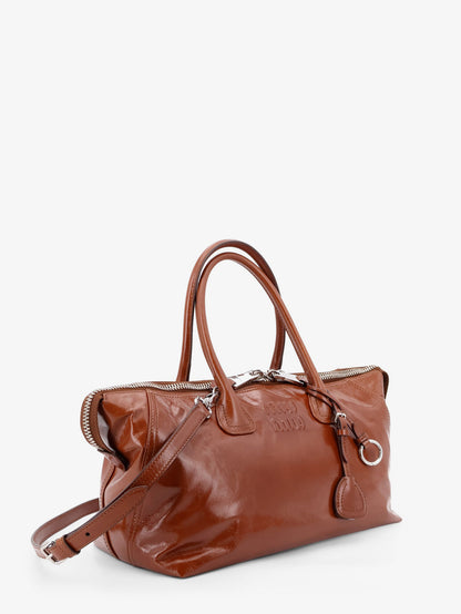 Shiny leather handbag with front lettering logo thumbnail