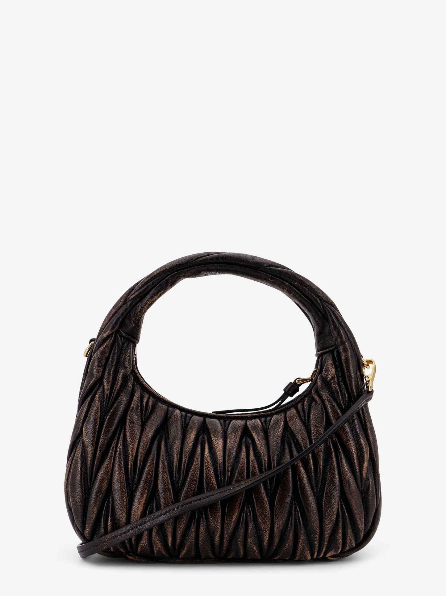 Wander quilted leather crossbody bag with a vintage effect