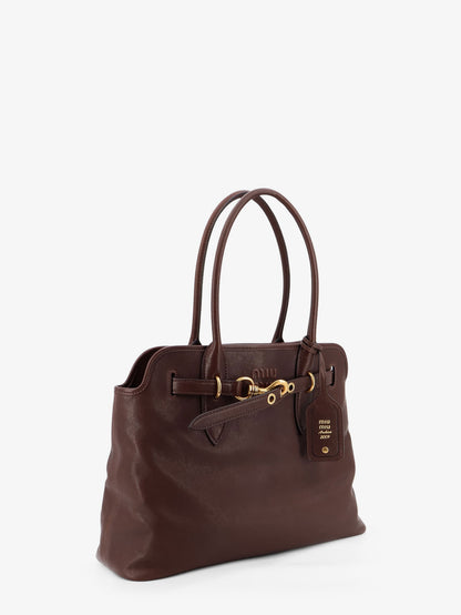 Aventure leather handbag with front lettering logo thumbnail