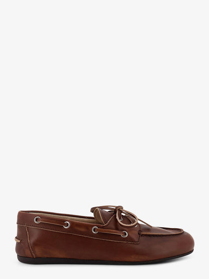Leather loafers with lettering logo thumbnail