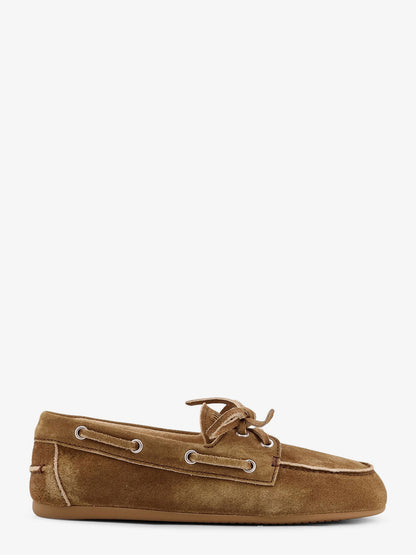 Mocassini in suede con logo ricamato thumbnail