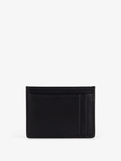 Quilted leather card holder with metal lettering logo thumbnail