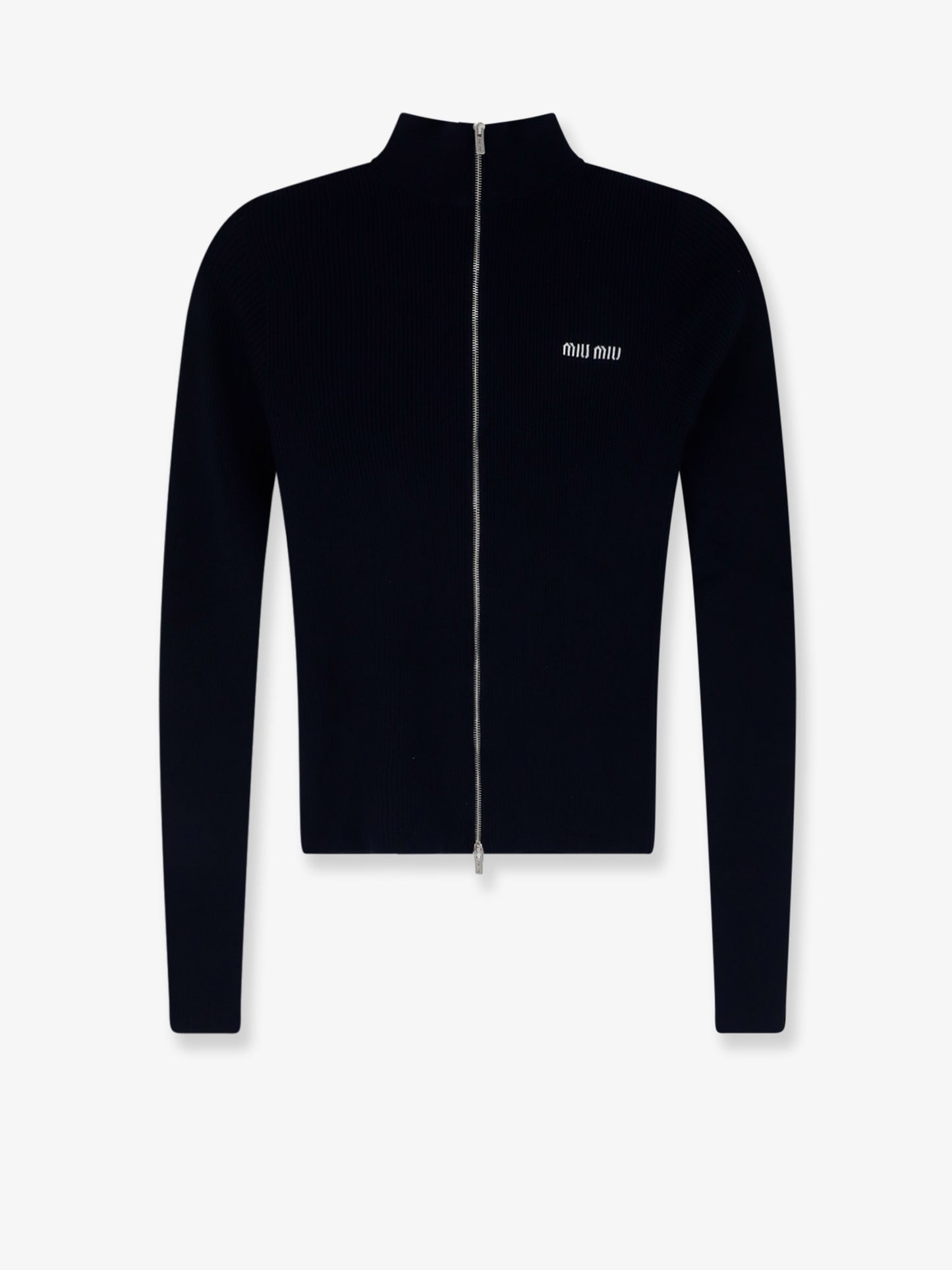 Cotton cardigan with front logo inlay