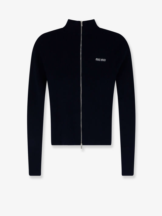 Cotton cardigan with front logo inlay