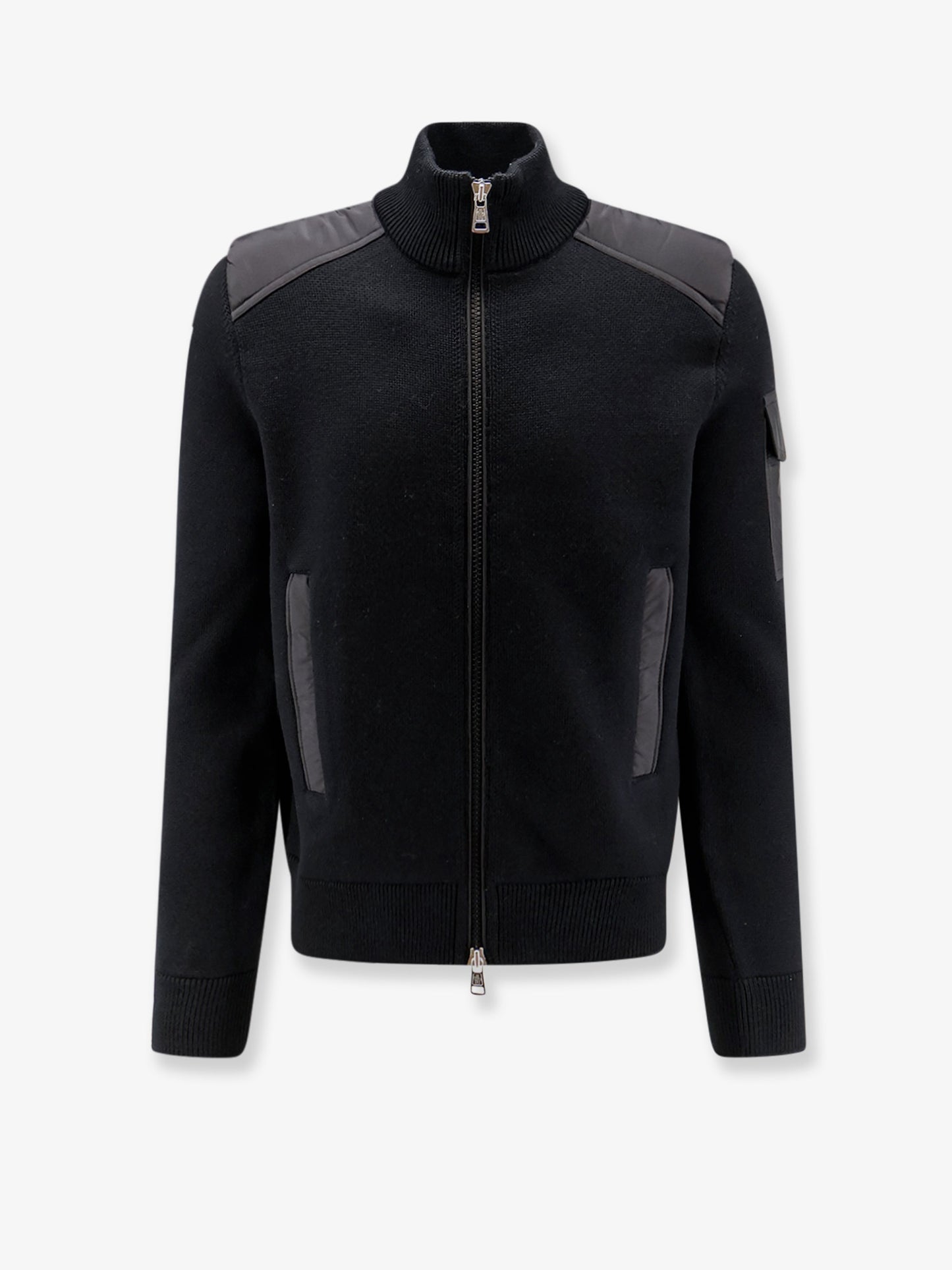 Cardigan in lana vergine con patch Logo