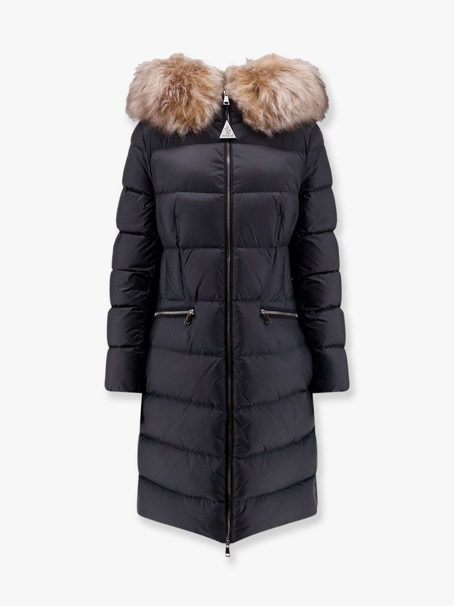 Boedic long down jacket with fur detail