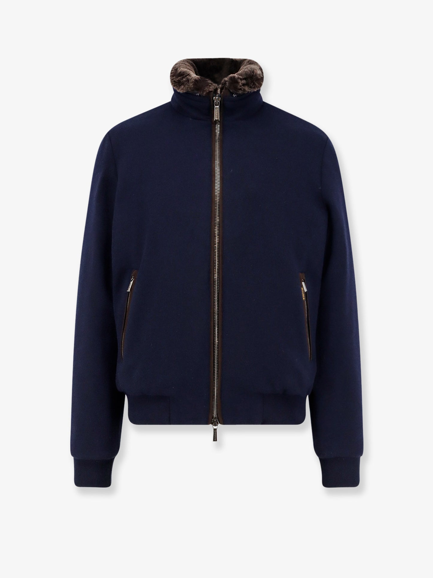 Bellati-Mrw wool and cashmere jacket with fur detail