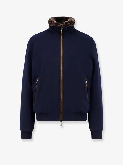 Bellati-Mrw wool and cashmere jacket with fur detail thumbnail
