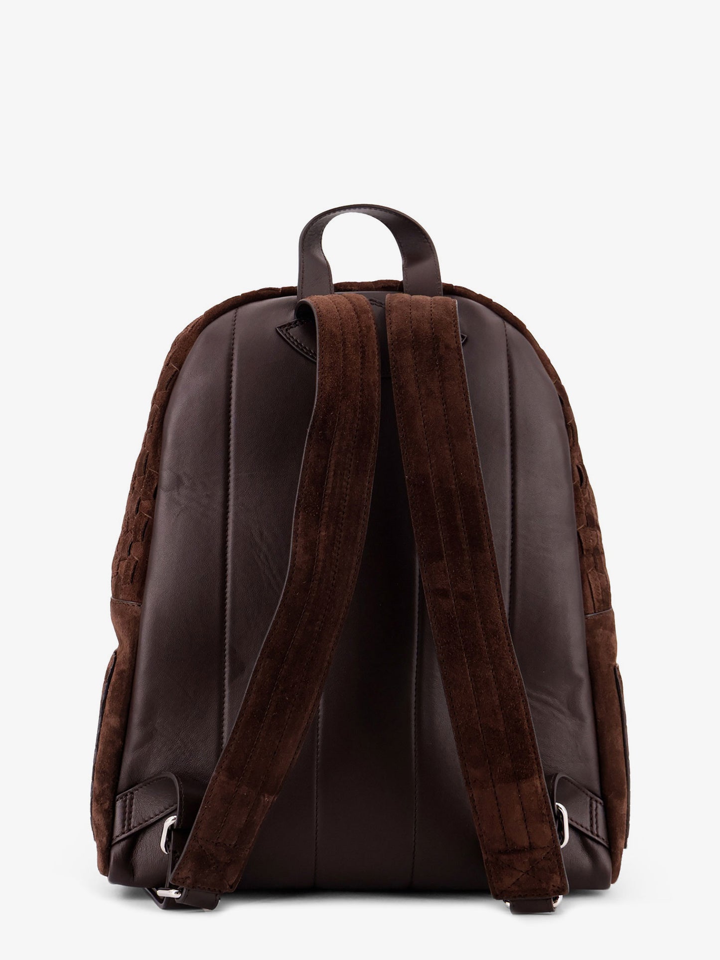 Suede backpack with woven pattern