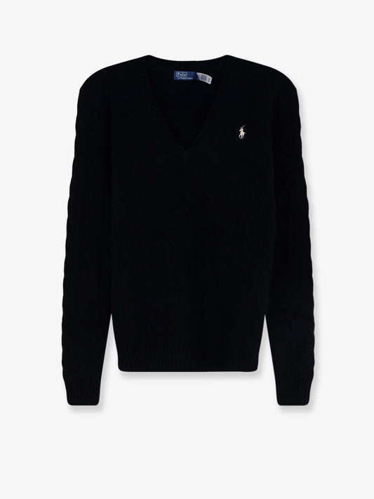 Maglia in misto lana e cashmere con logo ricamato frontale