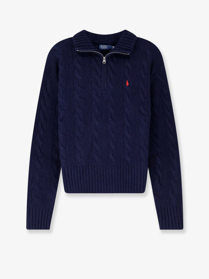 Wool and cashmere blend sweater with contrasting embroidered logo thumbnail