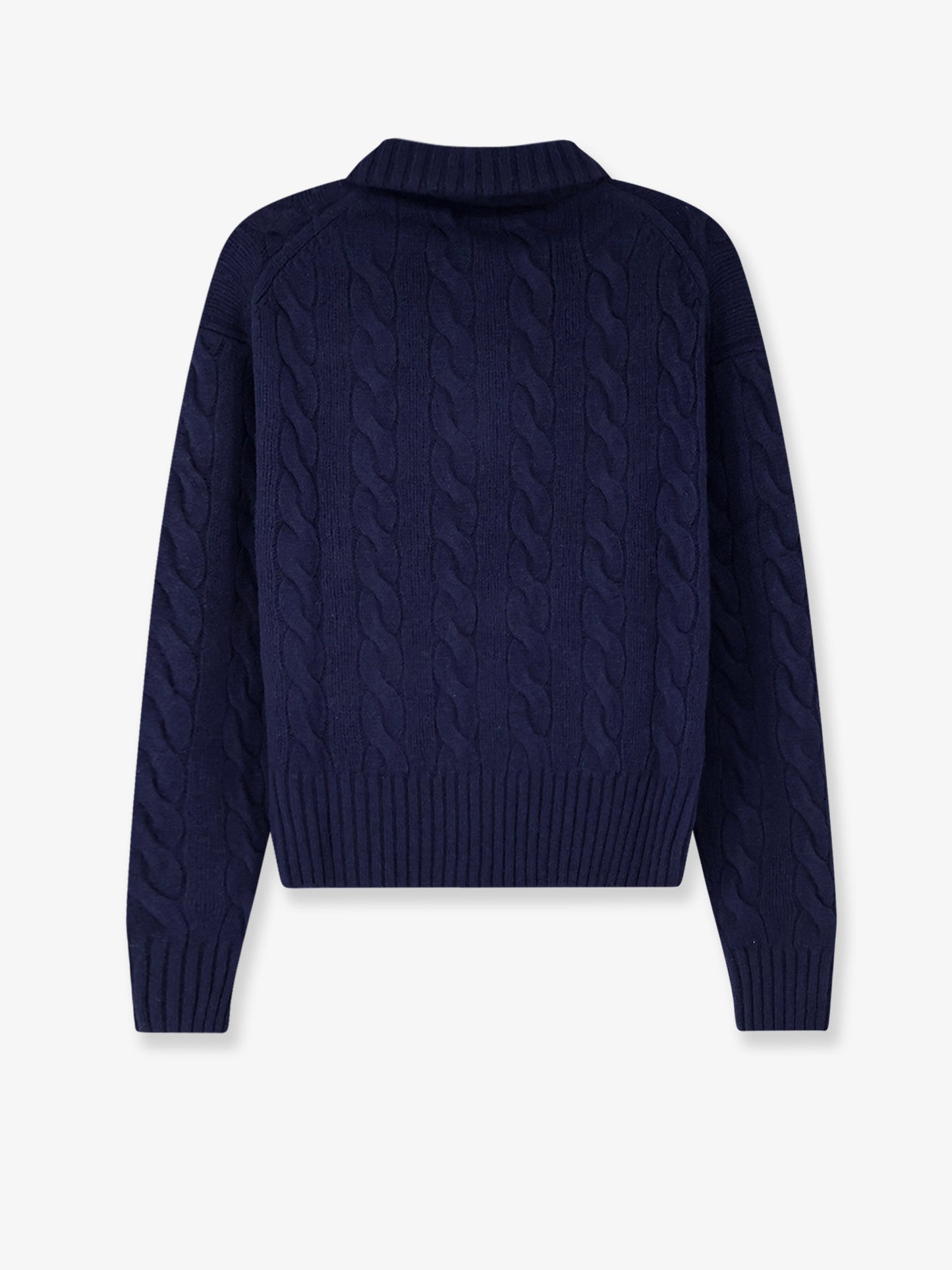 Wool and cashmere blend sweater with contrasting embroidered logo