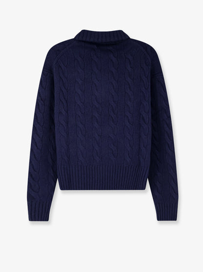 Wool and cashmere blend sweater with contrasting embroidered logo thumbnail