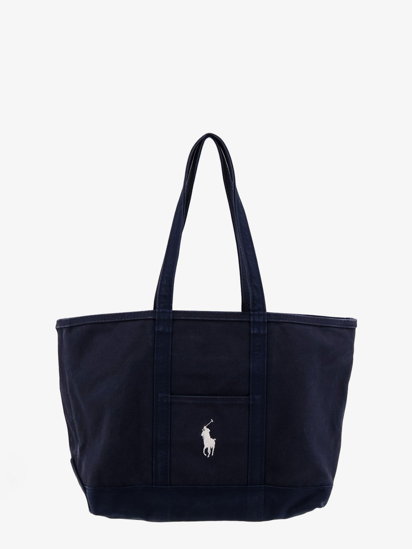Borsa a spalla in denim con logo ricamato frontale