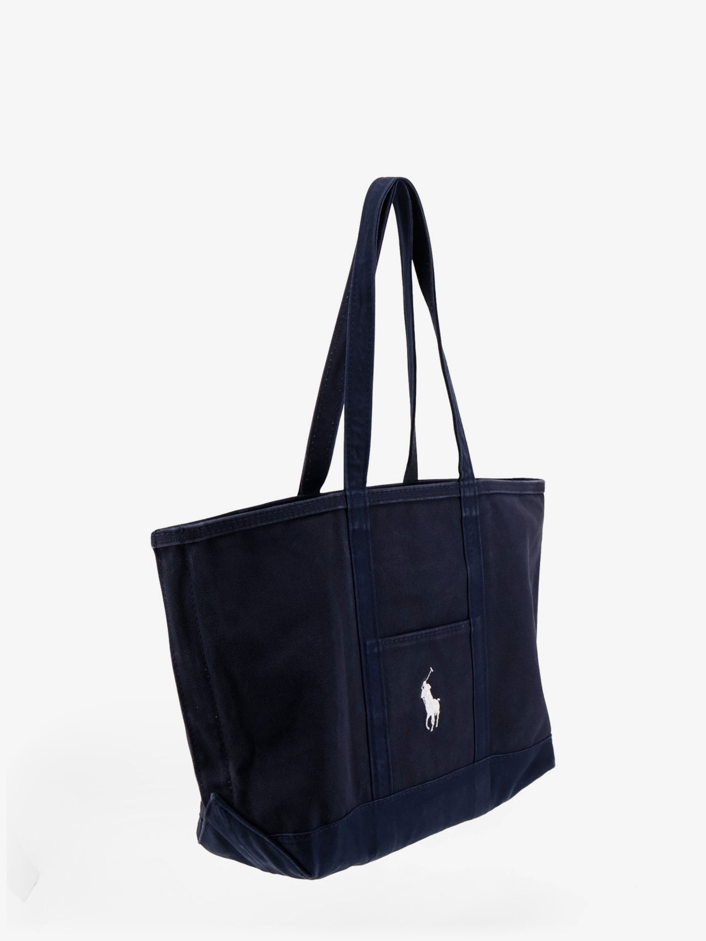 Borsa a spalla in denim con logo ricamato frontale
