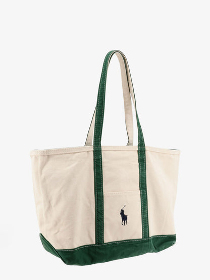 Borsa a spalla in denim con logo ricamato frontale thumbnail