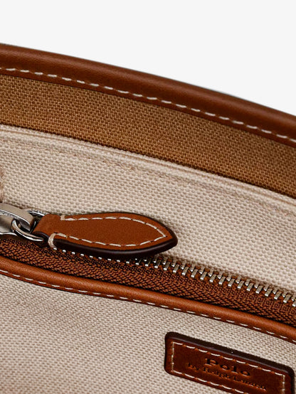Canvas shoulder bag with embroidered logo on the front thumbnail