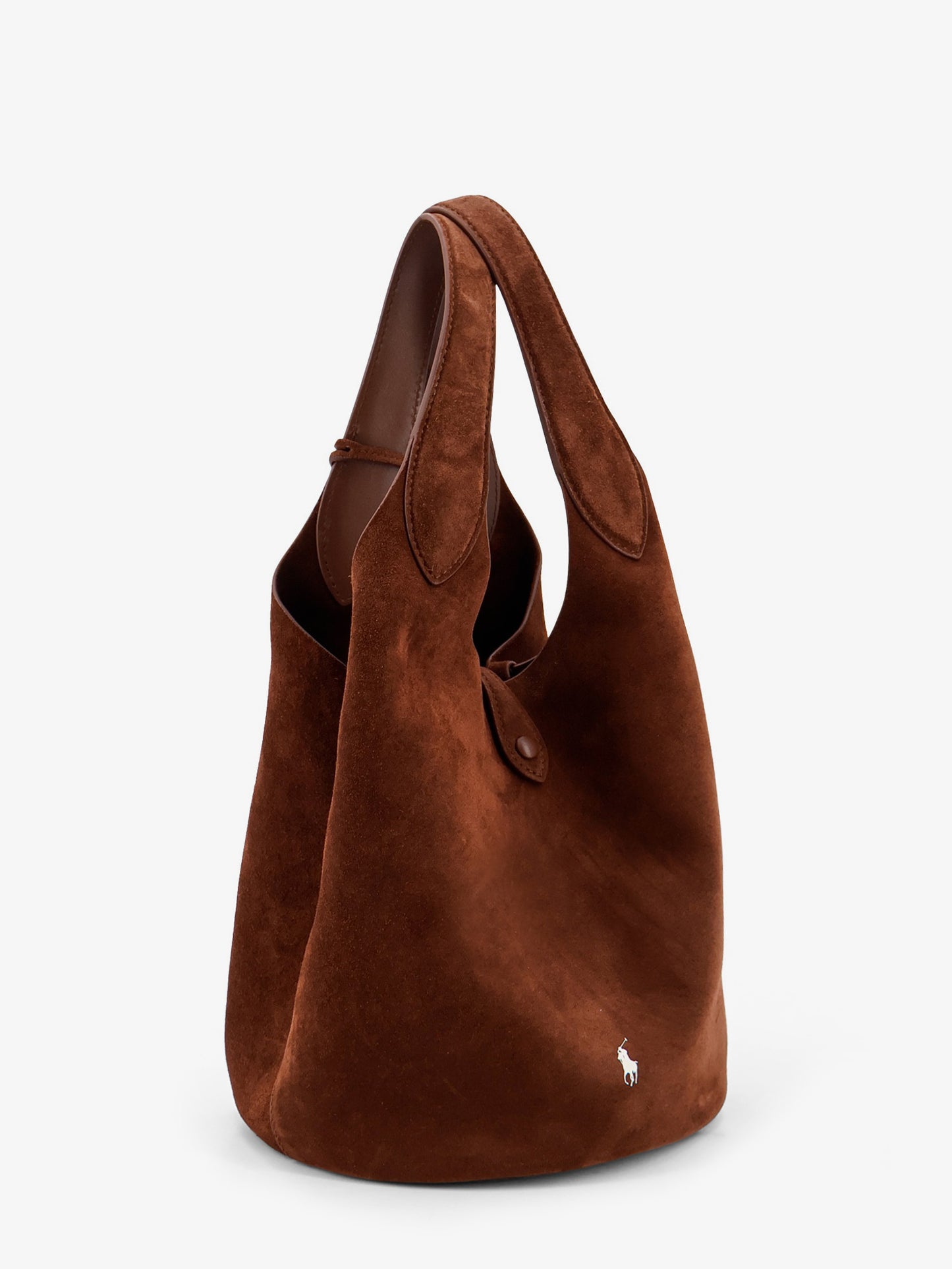 Borsa a spalla Play in suede con logo in contrasto