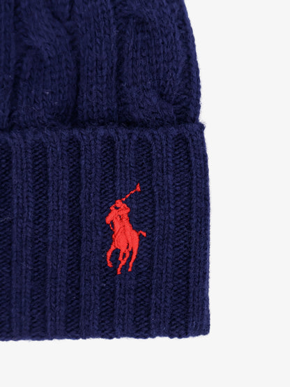 Wool blend cable knit beanie hat thumbnail