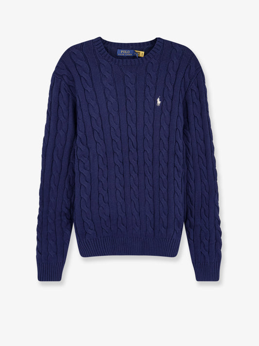 Cotton sweater with embroidered logo on the front