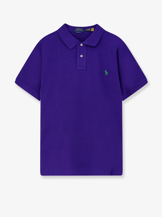Cotton polo shirt with frontal embroidered logo