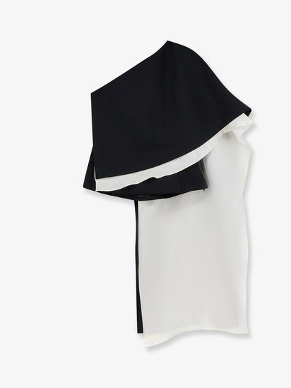 Wool blend top with silk inserts thumbnail