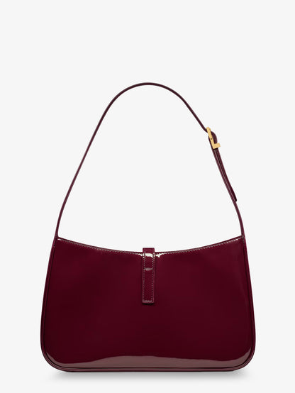 LE 5 À 7 bordeaux patent leather shoulder bag thumbnail
