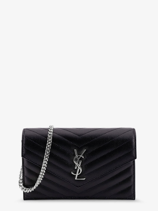 Envelope leather wallet crossbody bag with chain shoulder strap