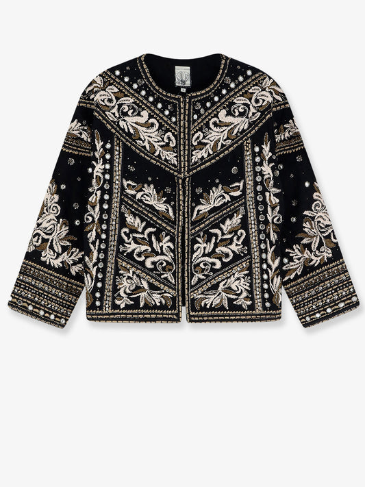 Tanika cotton blazer with all-over embroidery and sequins