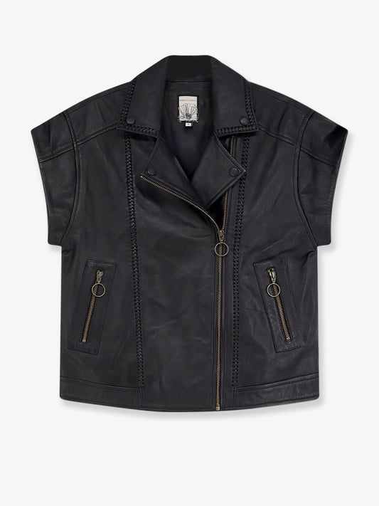 Ruttiya leather sleeveless jacket
