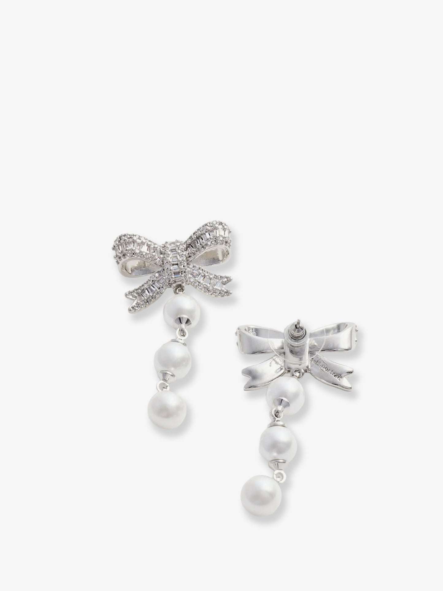 Crystal Bow Pearl Droplet Earrings