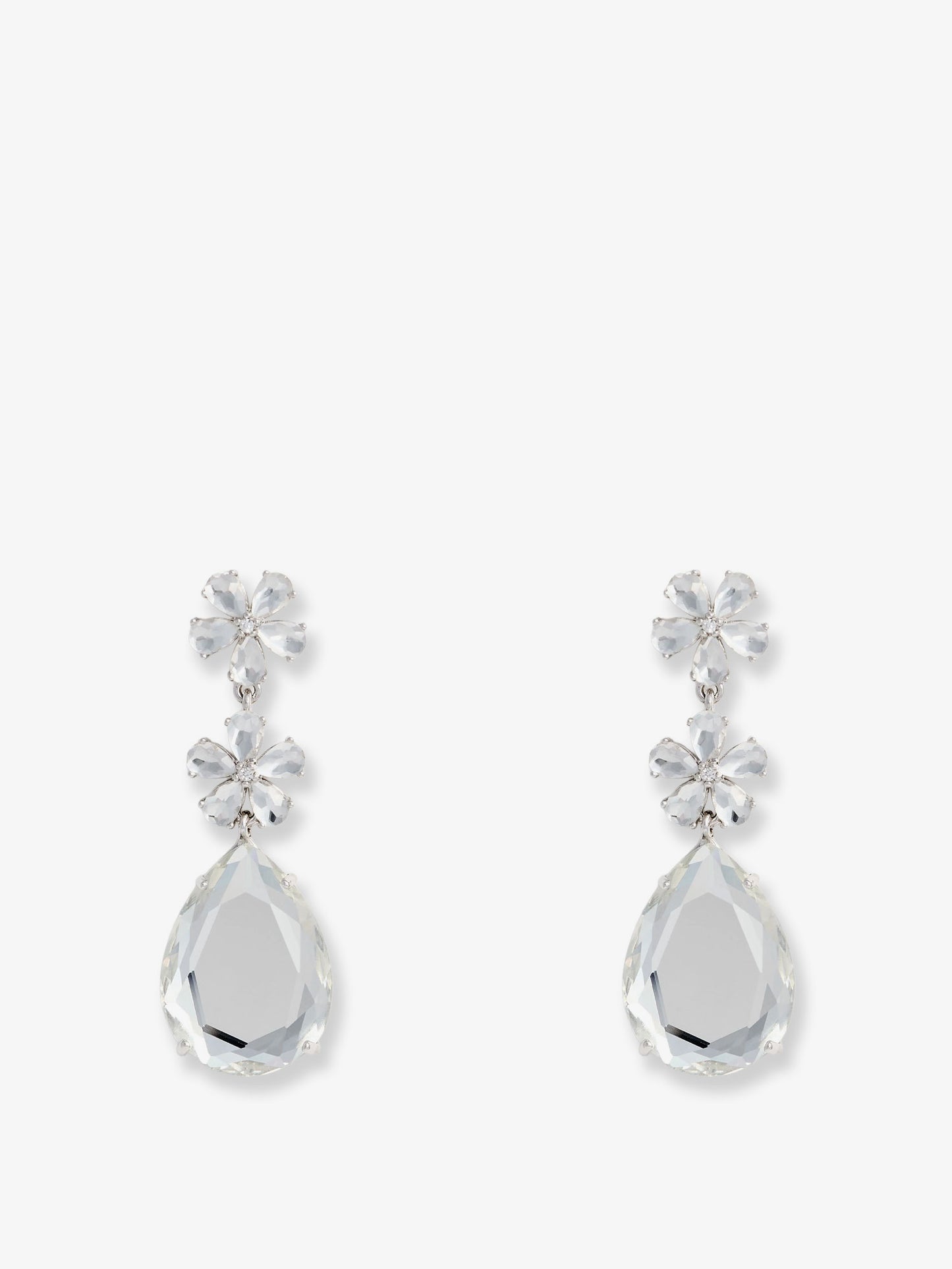 Crystal Flower Tiered Earrings