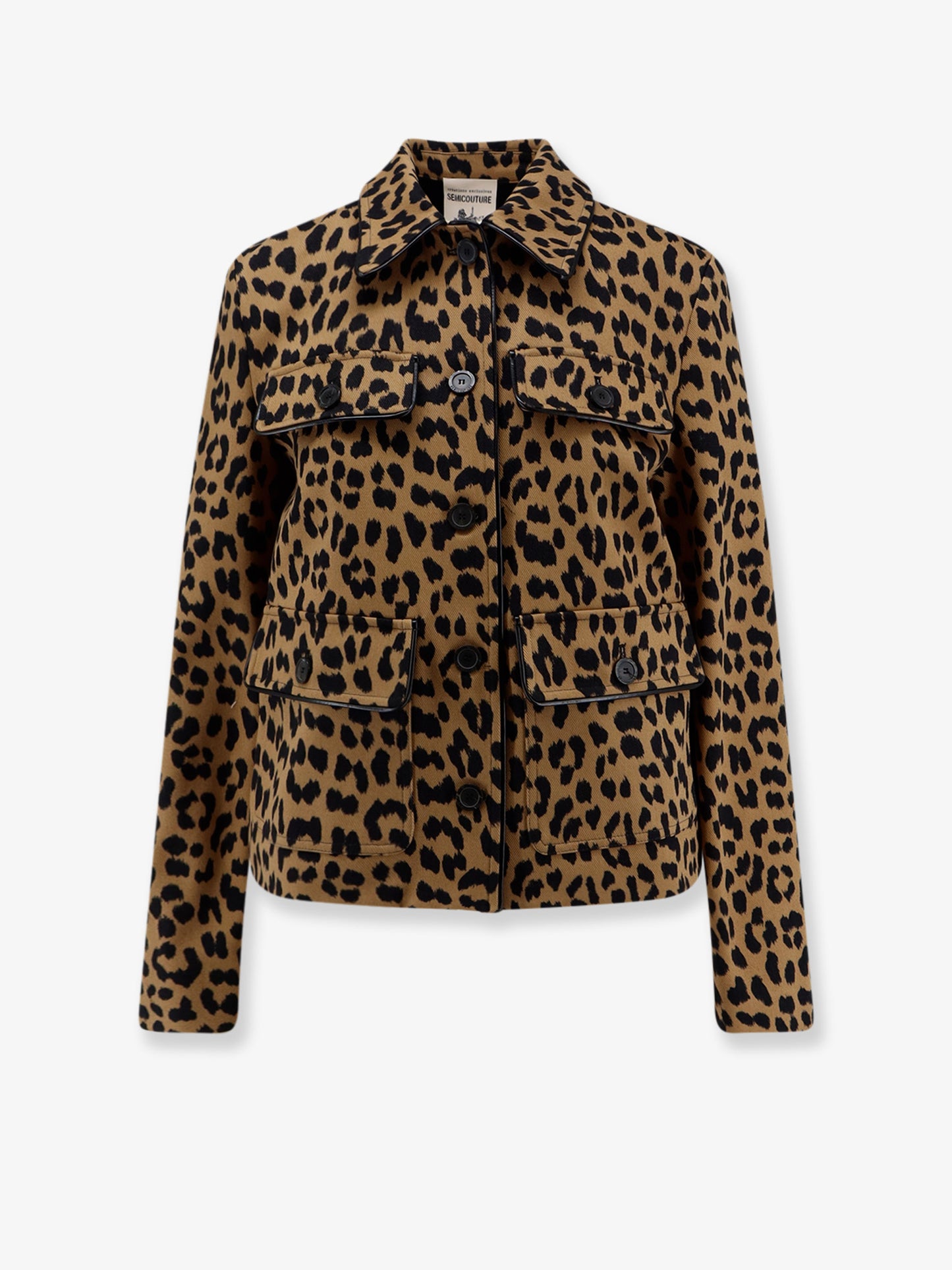 Cotton jacket with animal print