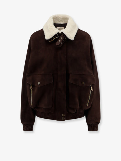 Suede jacket with fur collar thumbnail