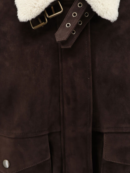 Suede jacket with fur collar thumbnail