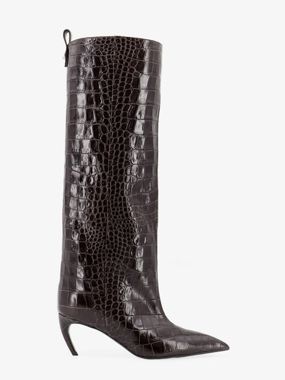 Lea boots in leather with crocodile print thumbnail