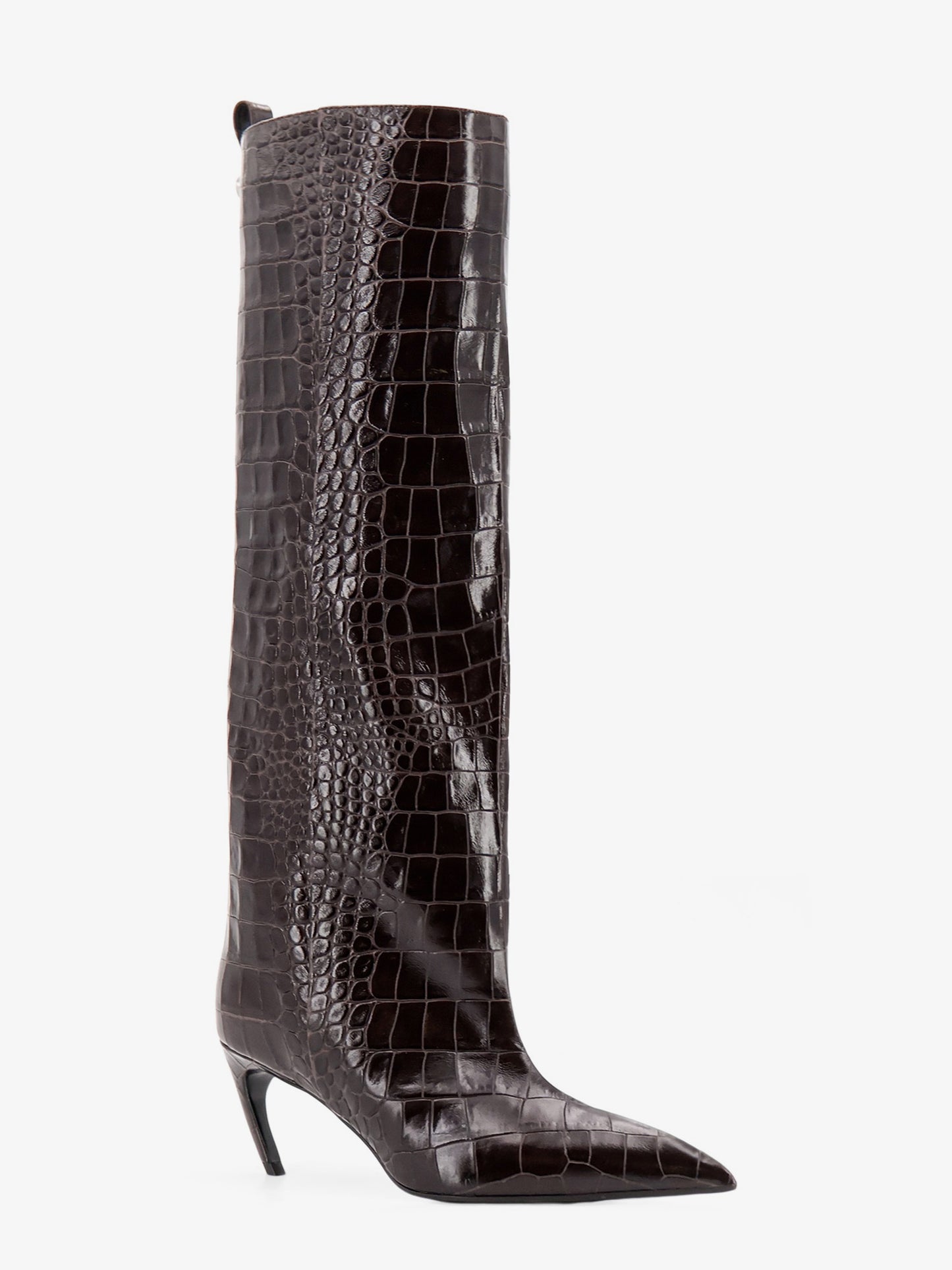 Lea boots in leather with crocodile print