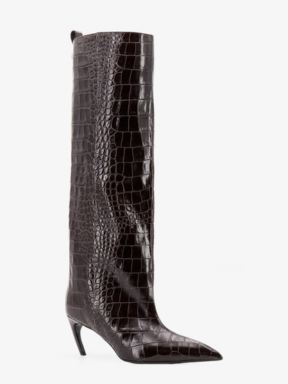 Lea boots in leather with crocodile print thumbnail