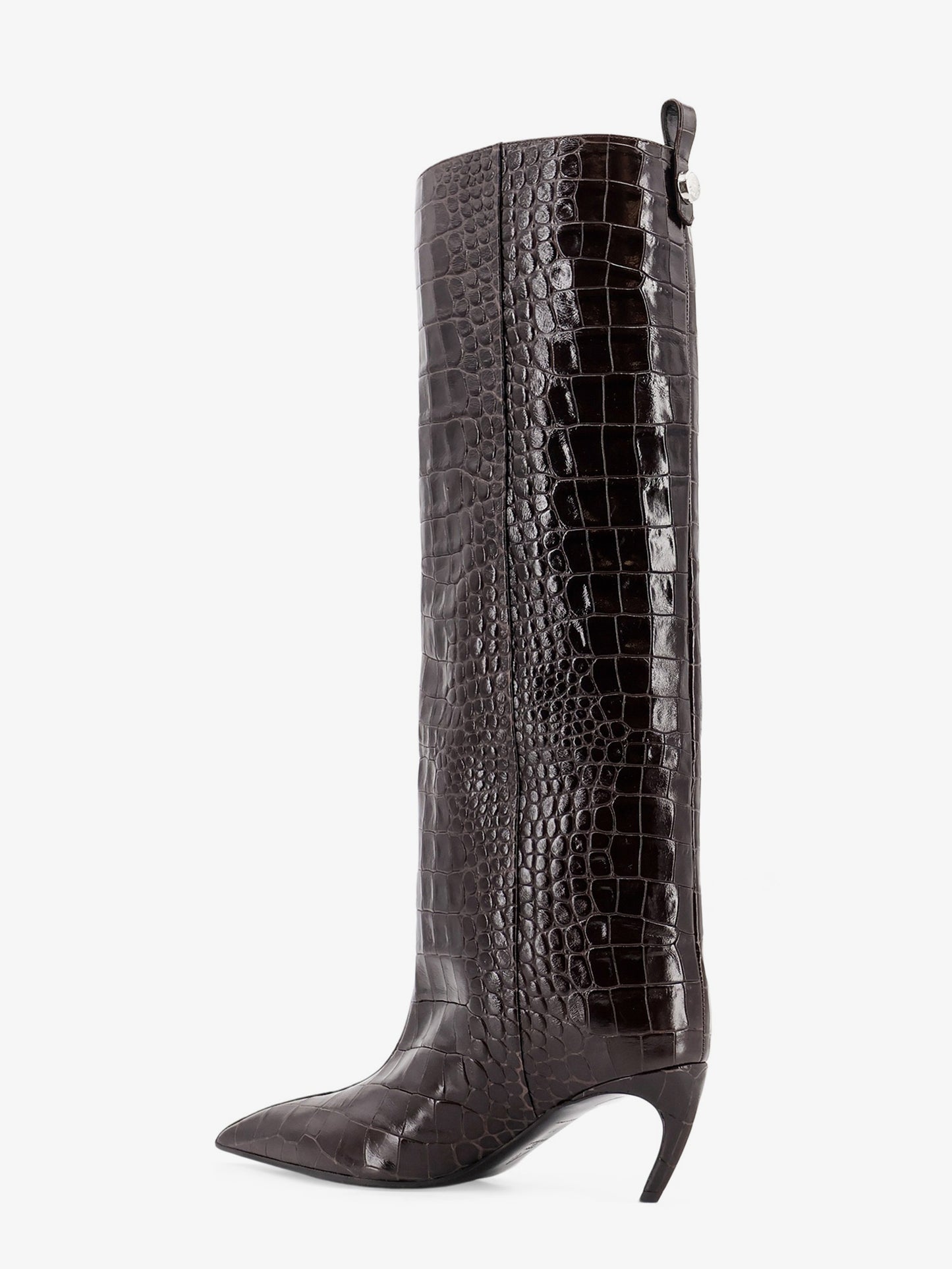 Lea boots in leather with crocodile print