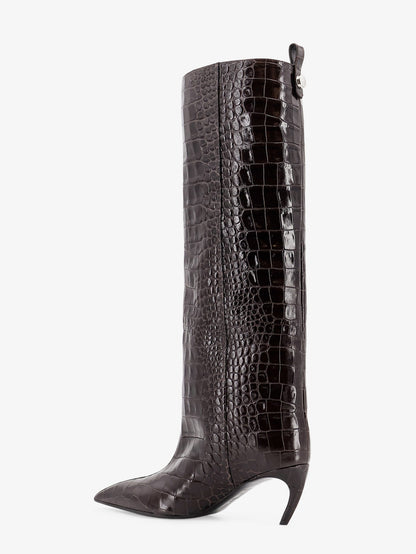 Lea boots in leather with crocodile print thumbnail