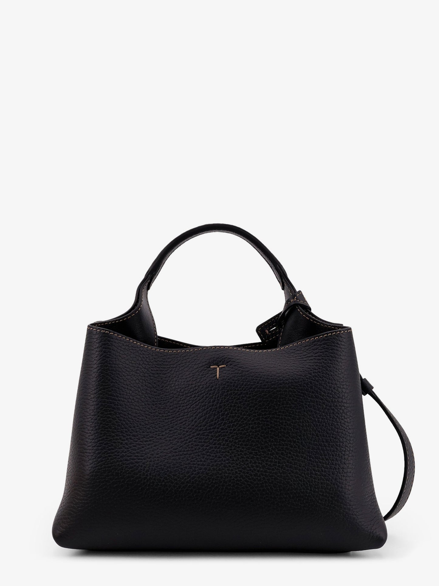 Micro leather crossbody bag with iconic stitching on the front