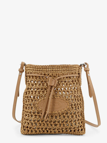 Raffia bucket bag with crochet motif thumbnail