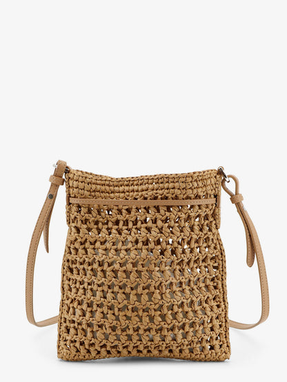 Raffia bucket bag with crochet motif thumbnail