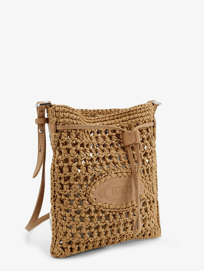 Raffia bucket bag with crochet motif thumbnail