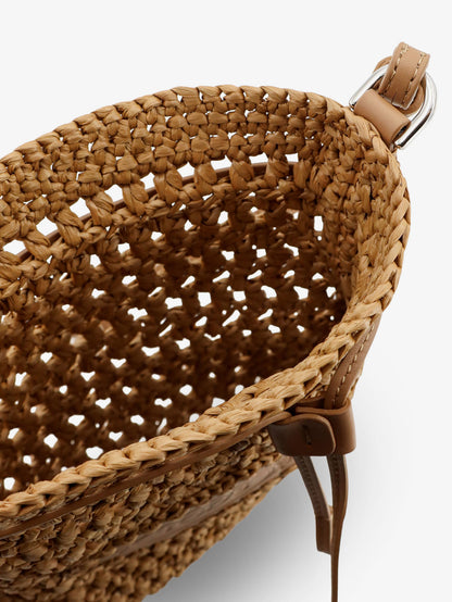 Raffia bucket bag with crochet motif thumbnail