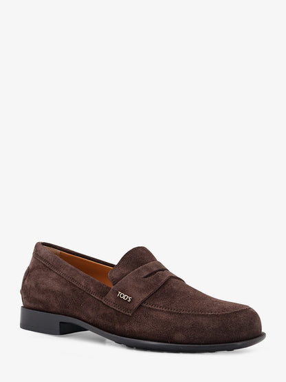 Suede loafers with side logo thumbnail