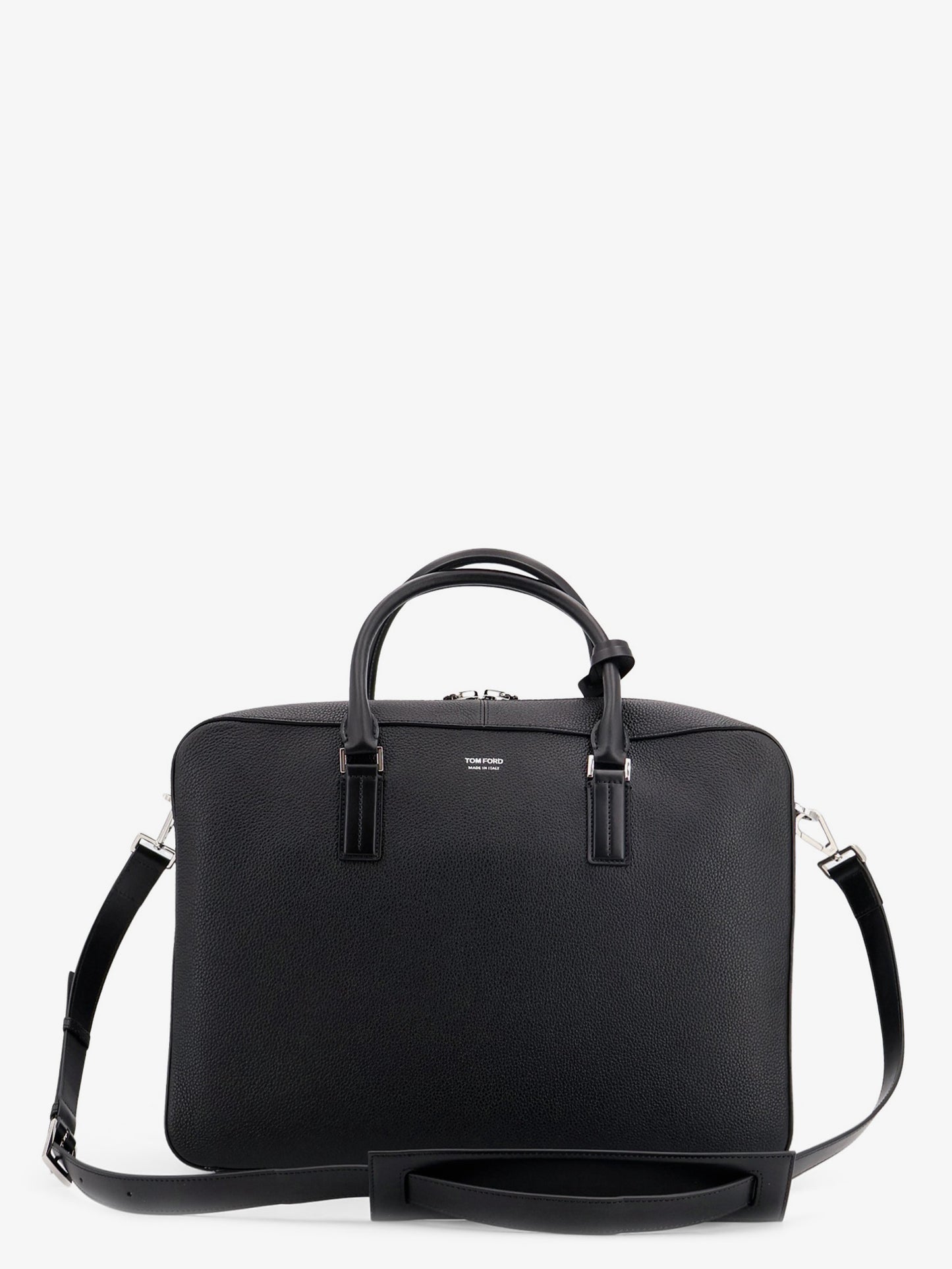 Leather work bag with front lettering logo